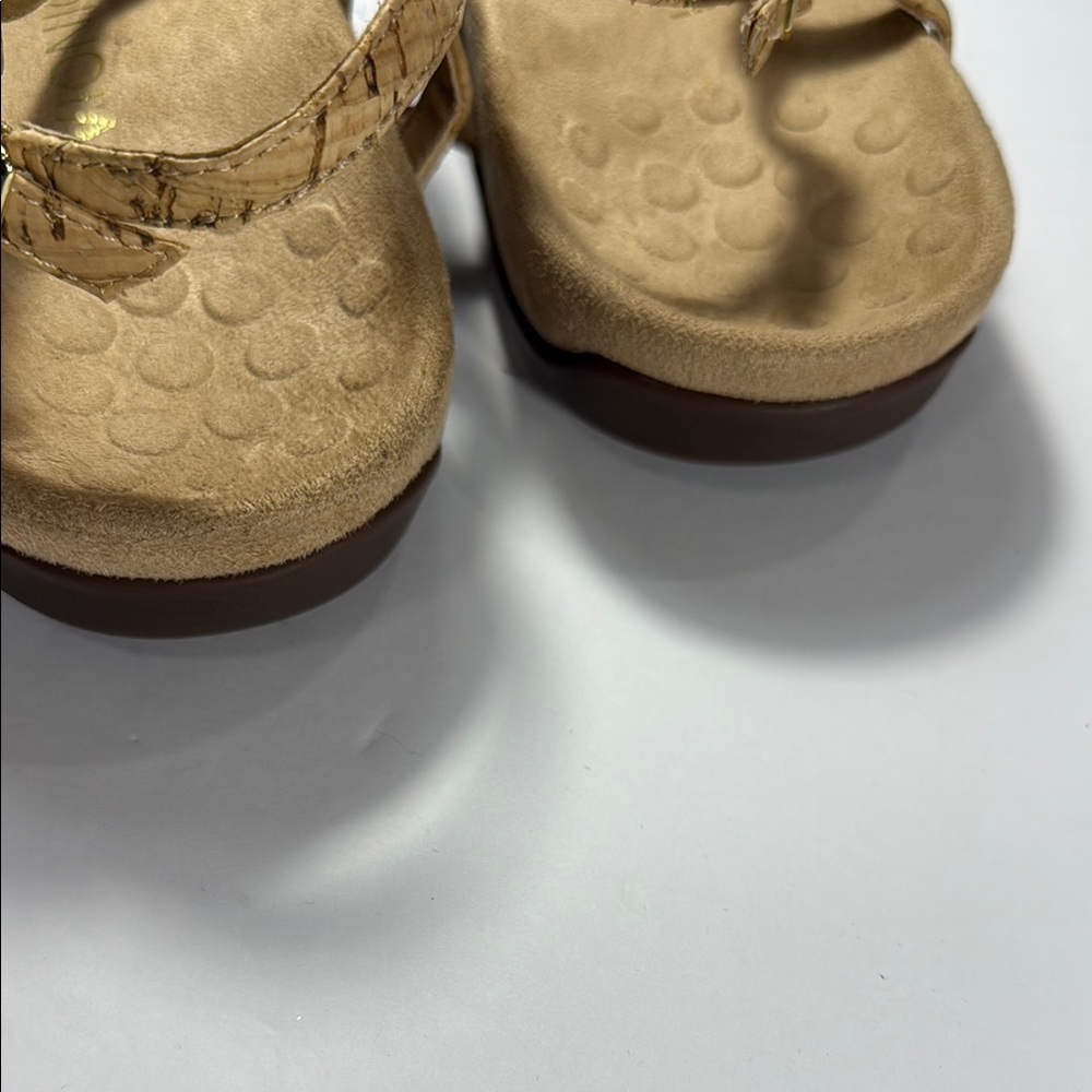 Vionic Tan Gold T-Strap Sandals with Ankle Buckle - Picture 8 of 8